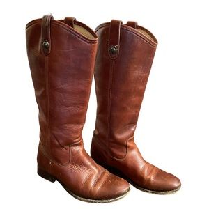 FRYE Congnac Leather Melissa Button Knee High Boots Size 8